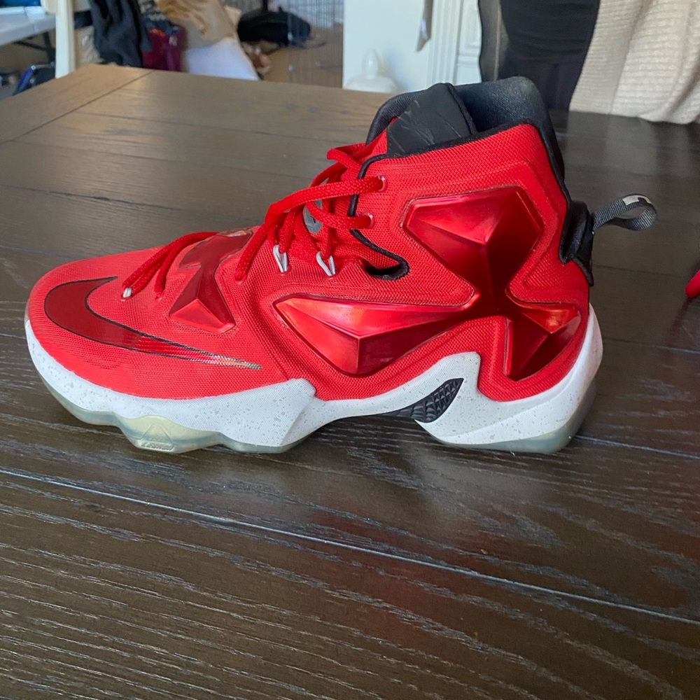 Lebron 13’s by Nike.  Men’s size 11.  Bright red.